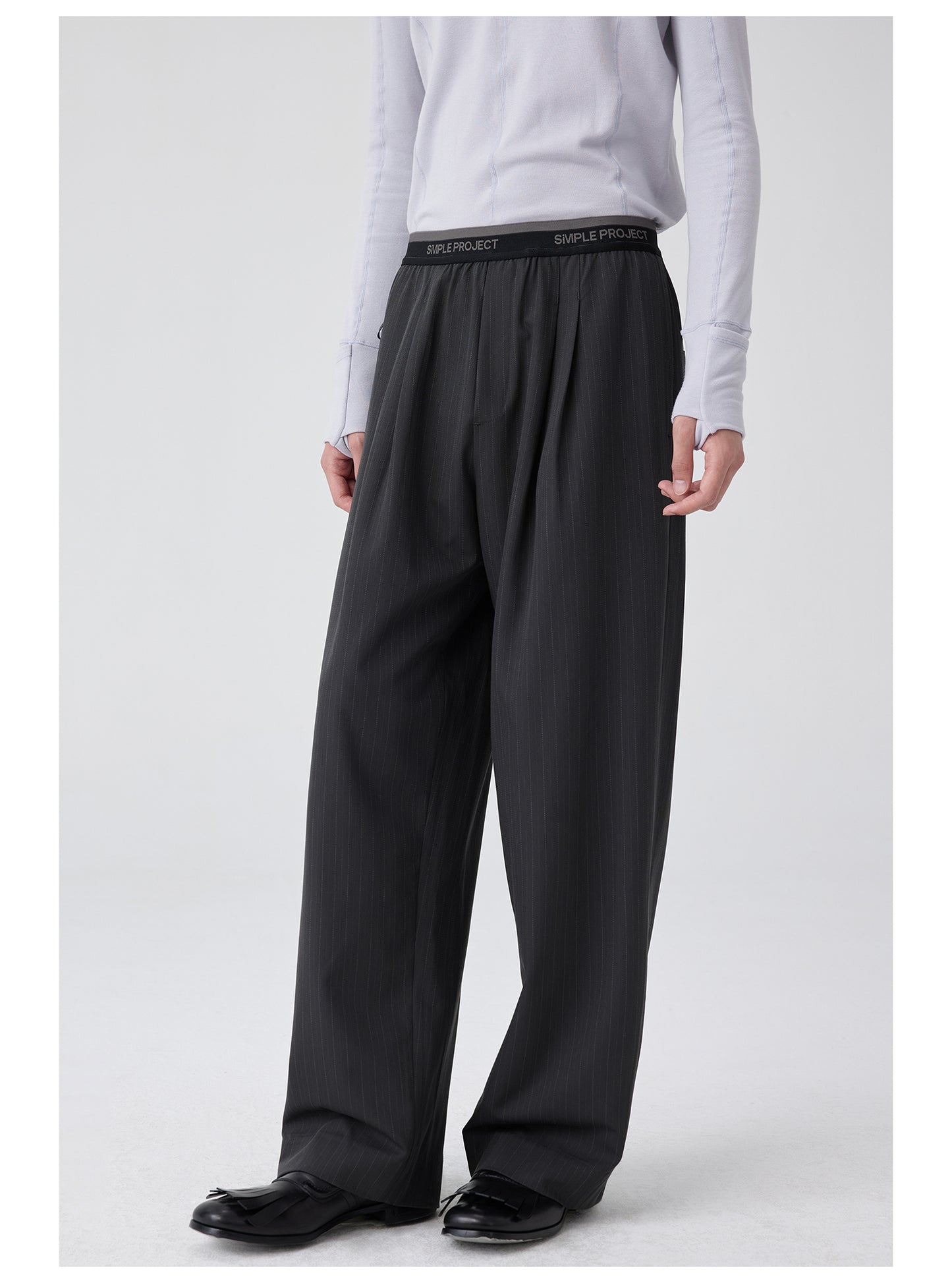 Logo Waistband Pleated Pants