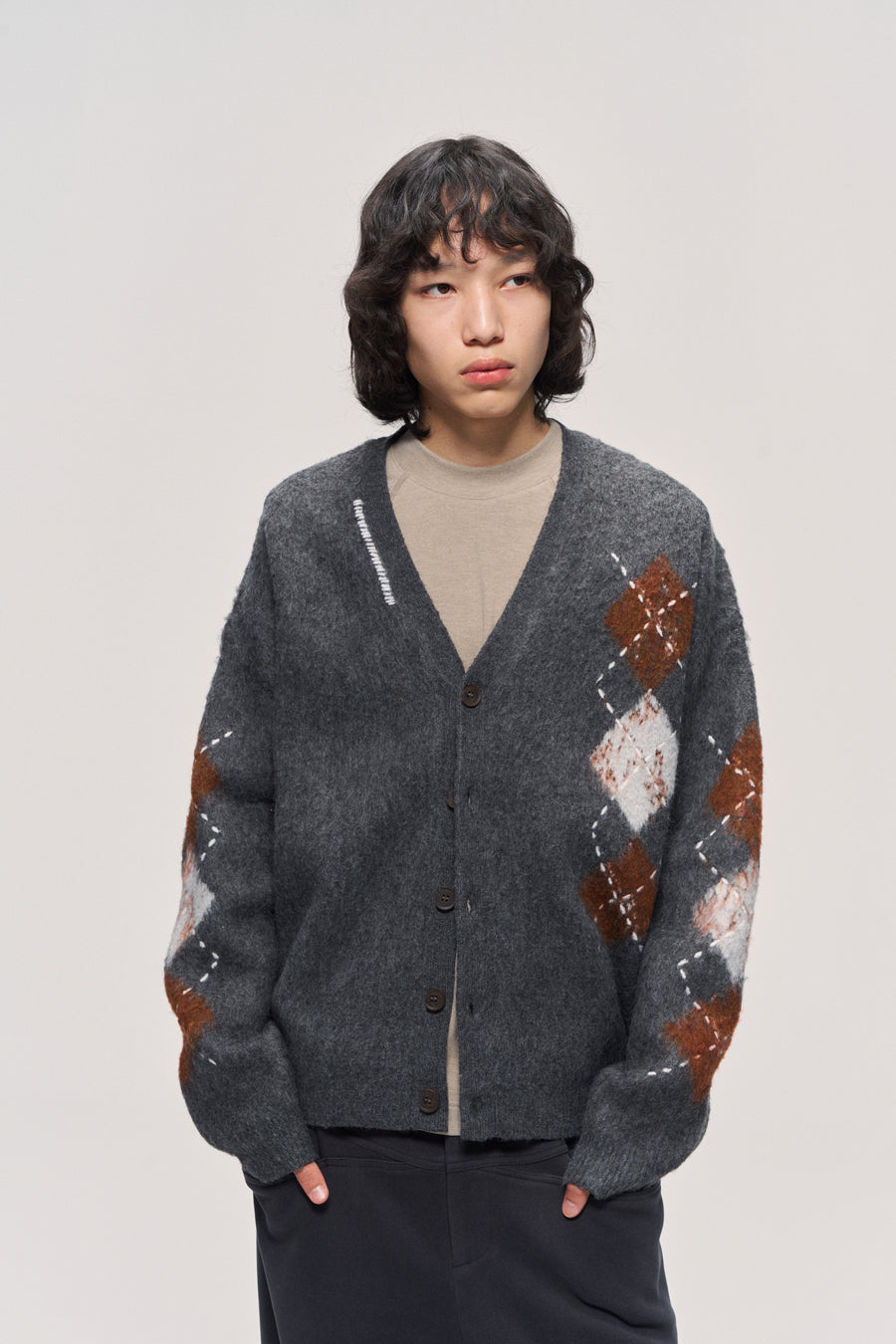 Hand-Stitched V-Neck Cardigan