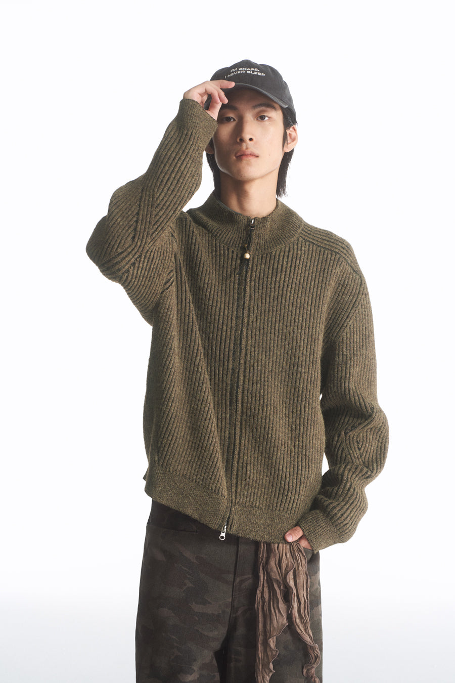 Ribbed Double Zipper Cardigan