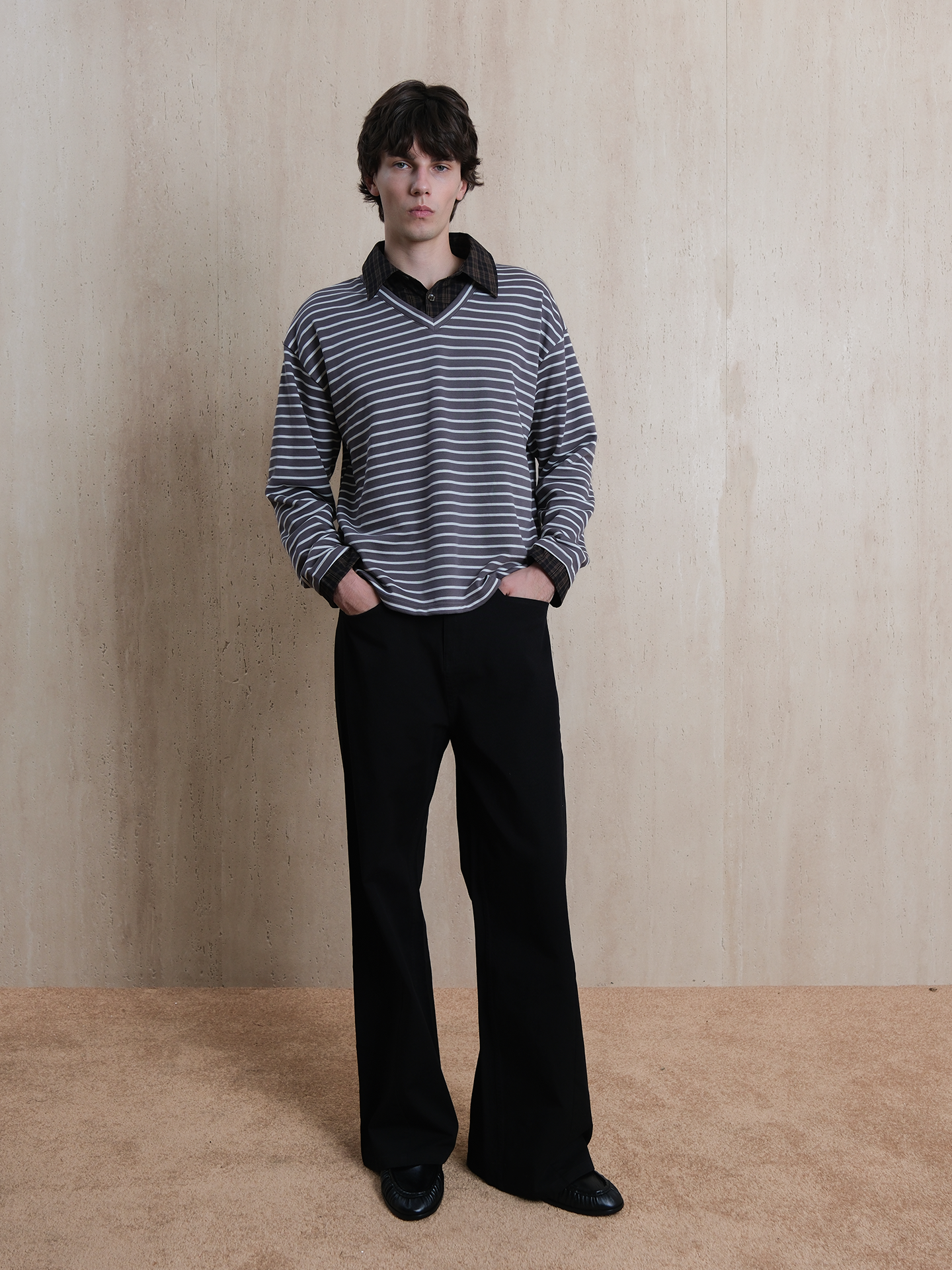 Washed and Distressed Finish Casual Pants