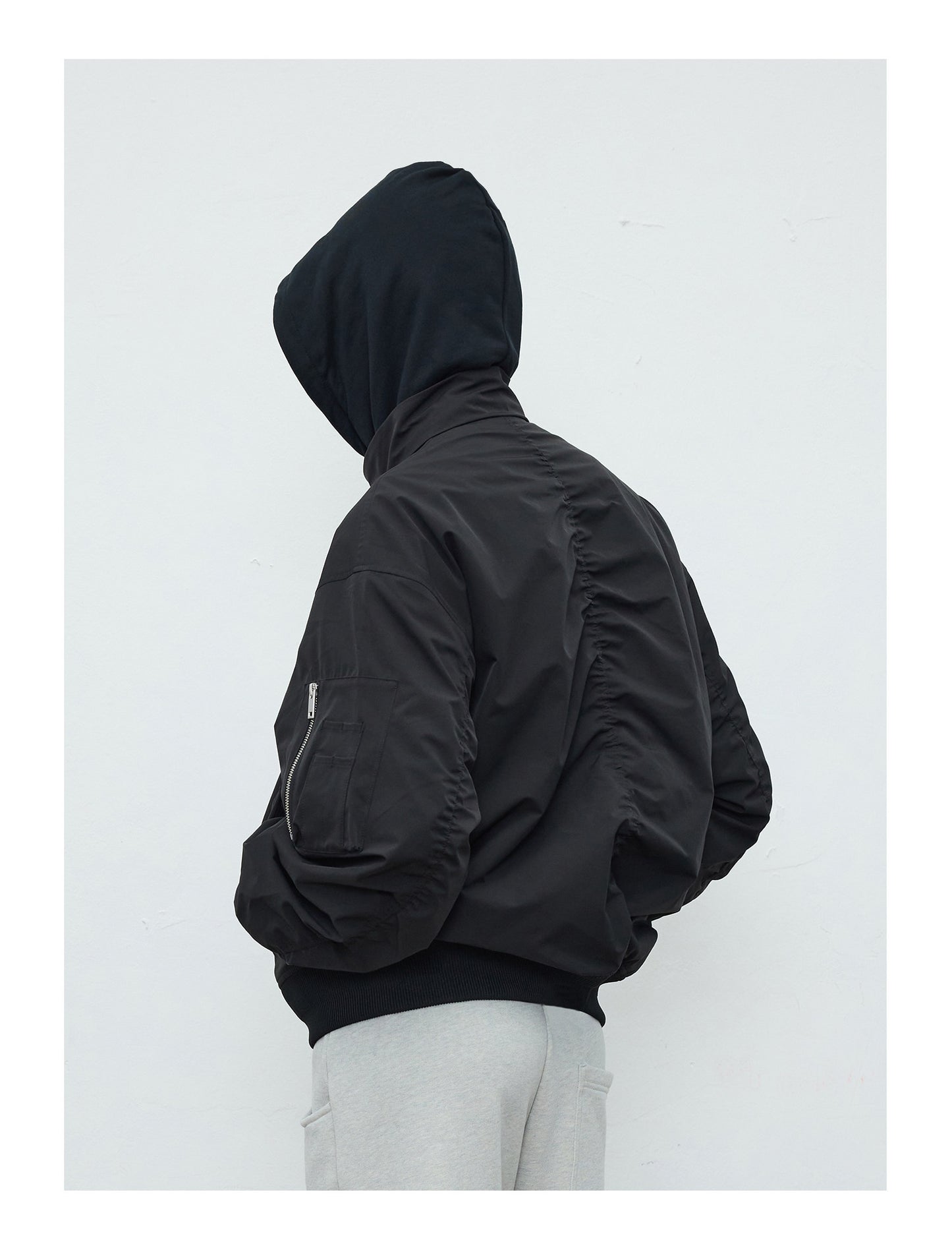 Stand Collar Pleated Casual Jacket