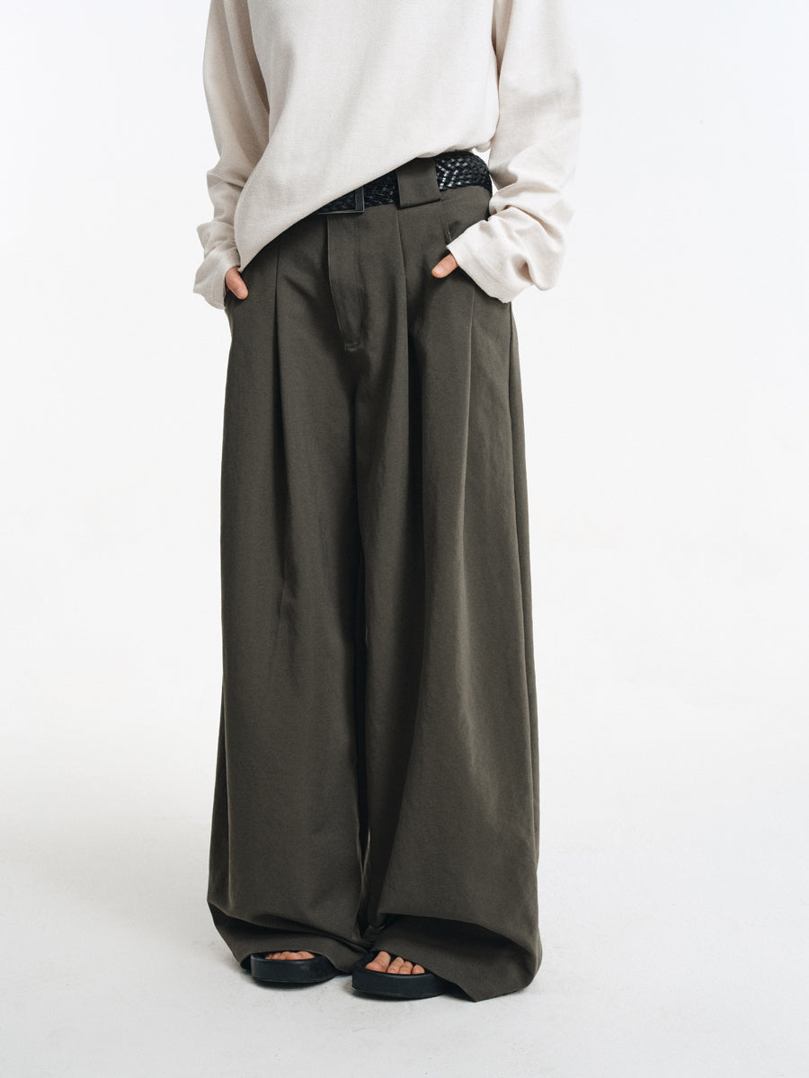 Wrinkle-resistant double-pleated casual pants