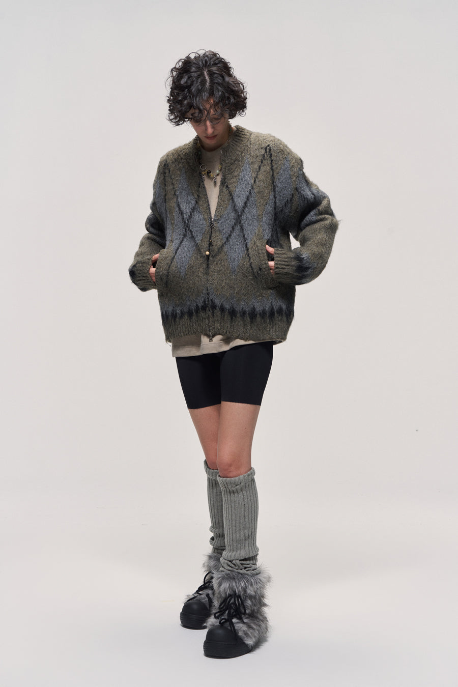 Fair Isle Wool Blend Zip Cardigan