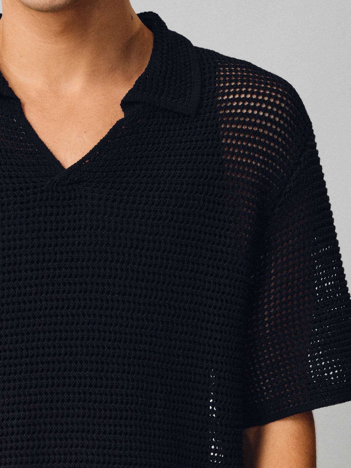 Hollow-knit Polo Shirt