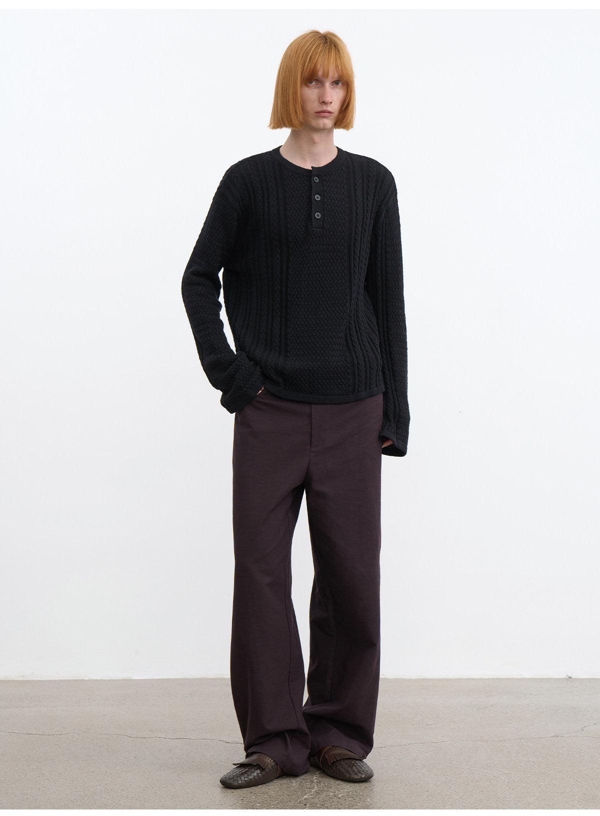 Henley-Neck Knit Shirt