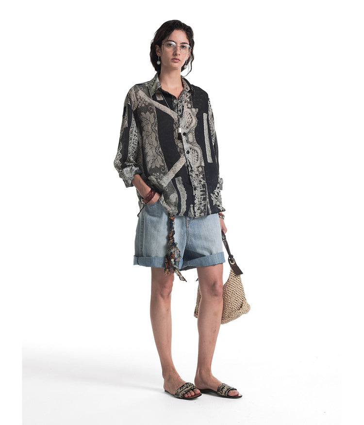 Rococo Retro Print Shirt