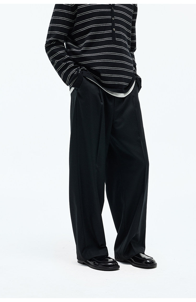 Elastic Waistband Straight Leg Casual Pants