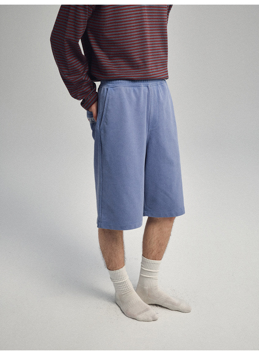 Vintage-Style Washed Sports Shorts