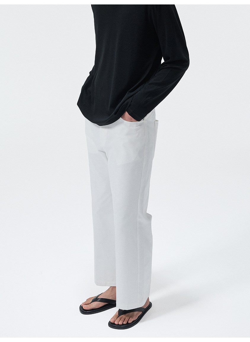 Multi-Pocket Wash-Finished Cropped Pants