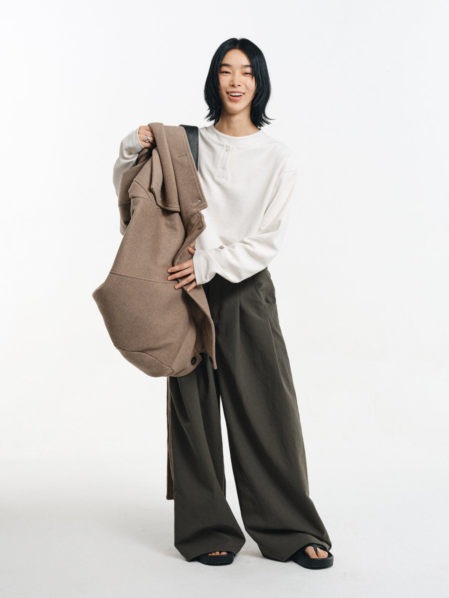 Wrinkle-resistant double-pleated casual pants