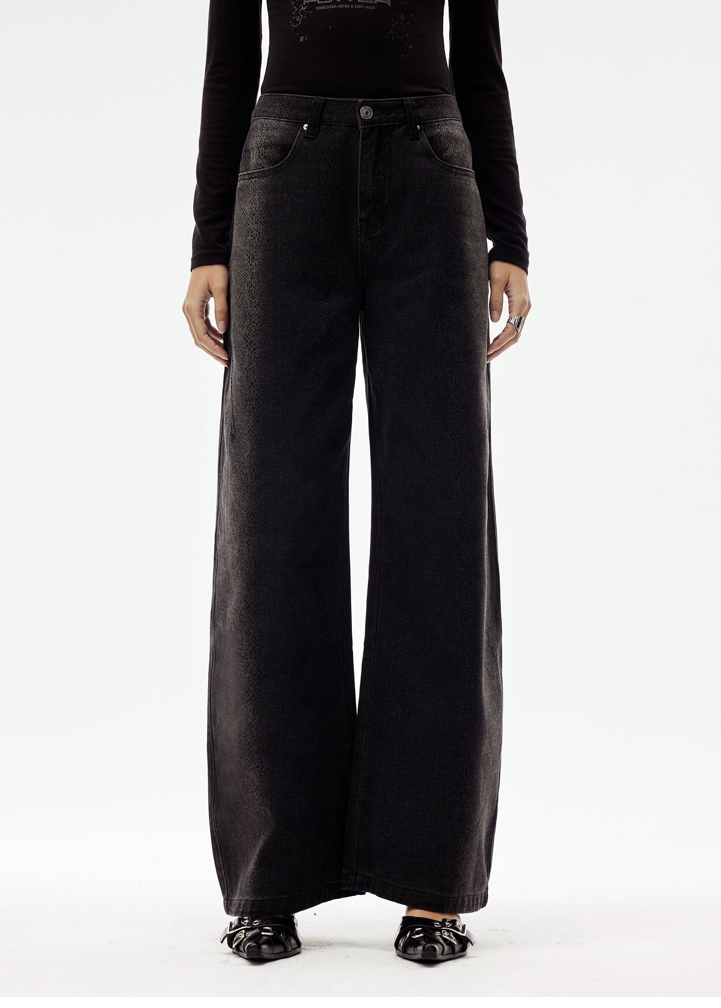 Draped Floor Length Straight Jeans