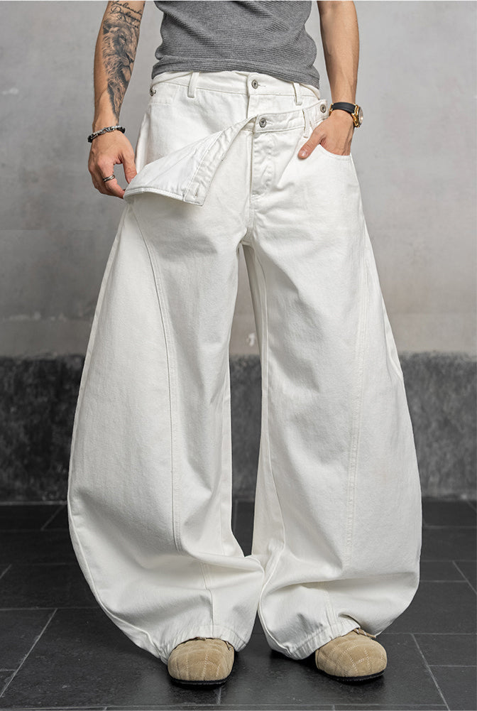 Double waist denim pants