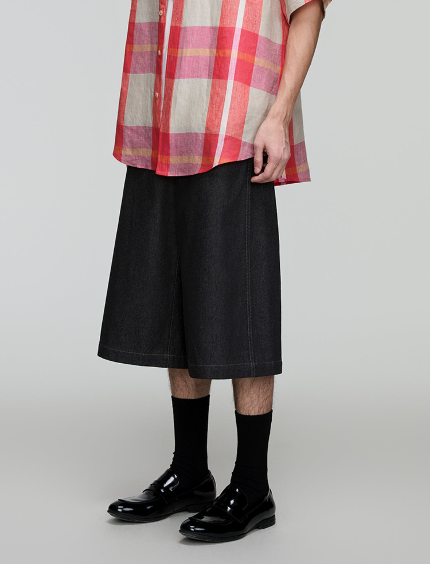 A-line loose denim shorts