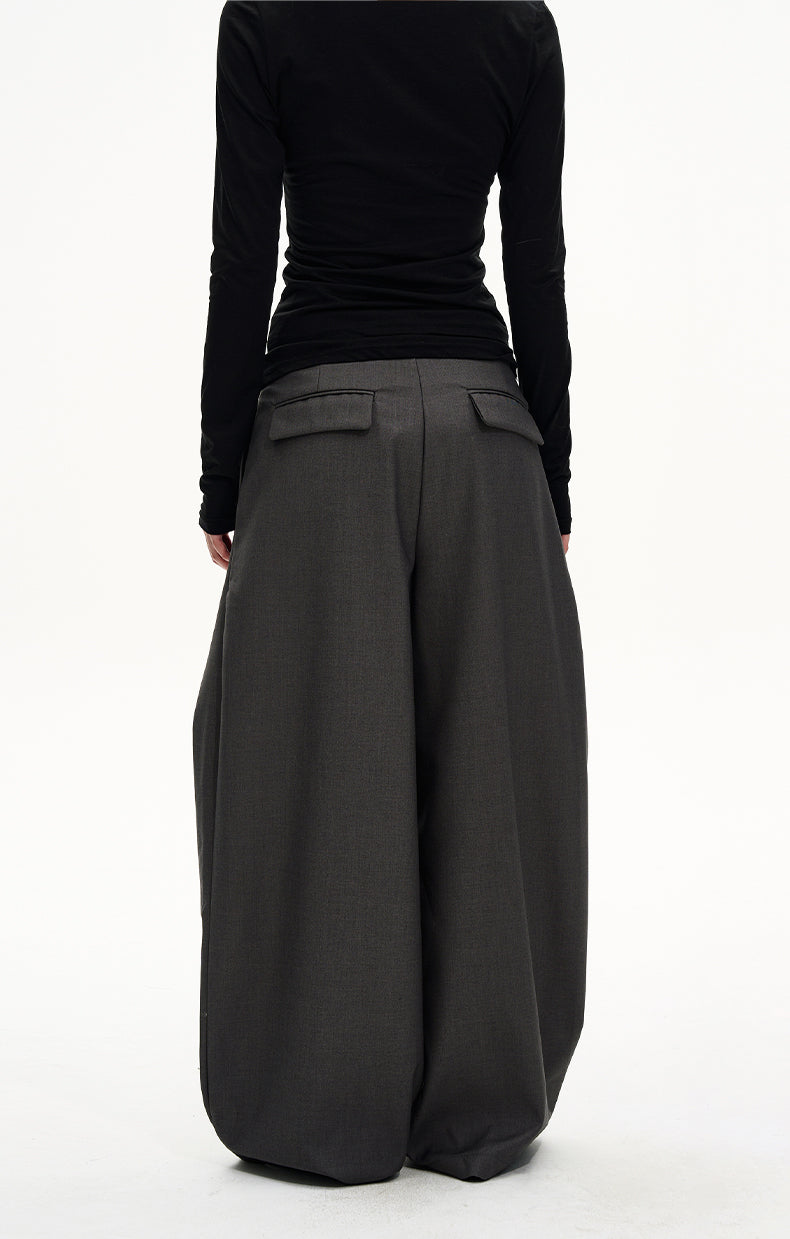 Double-Pleated Relaxed Casual Pants