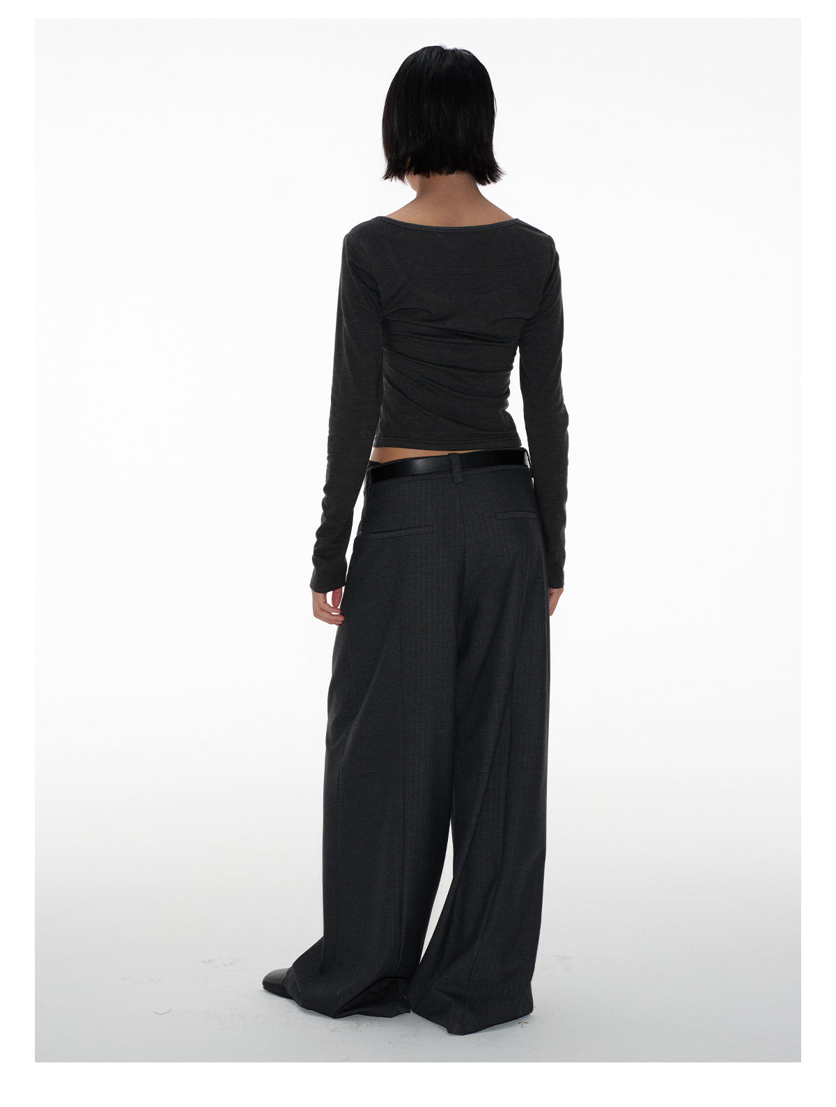 Double-pleated wide-leg pants