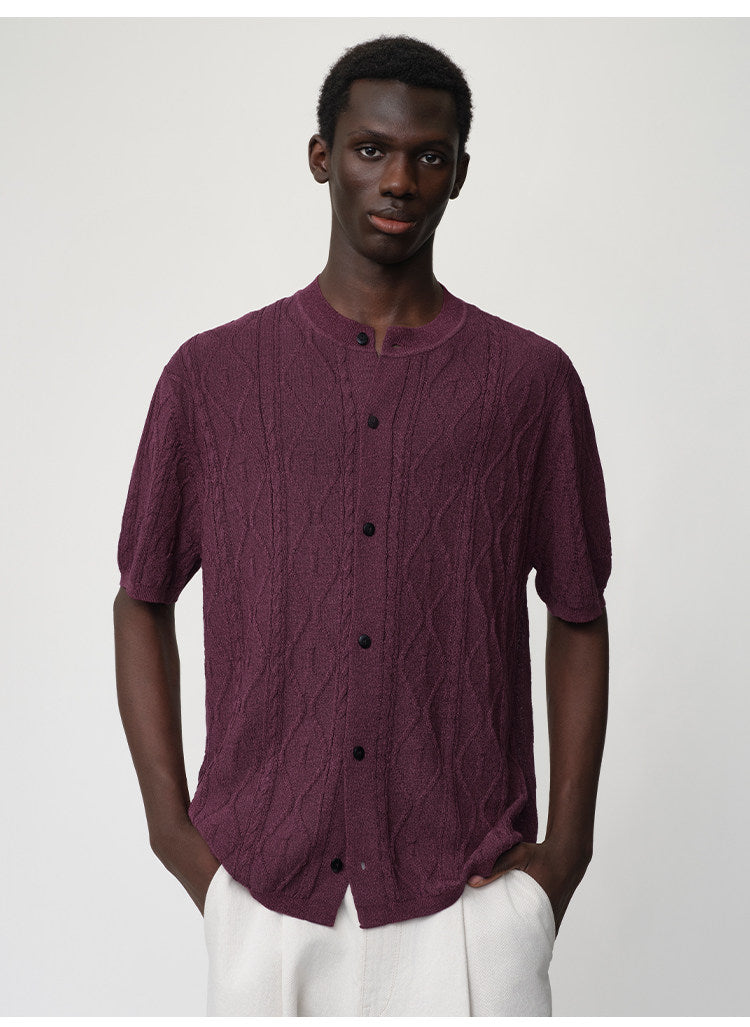 Crew-neck Cutout Cardigan