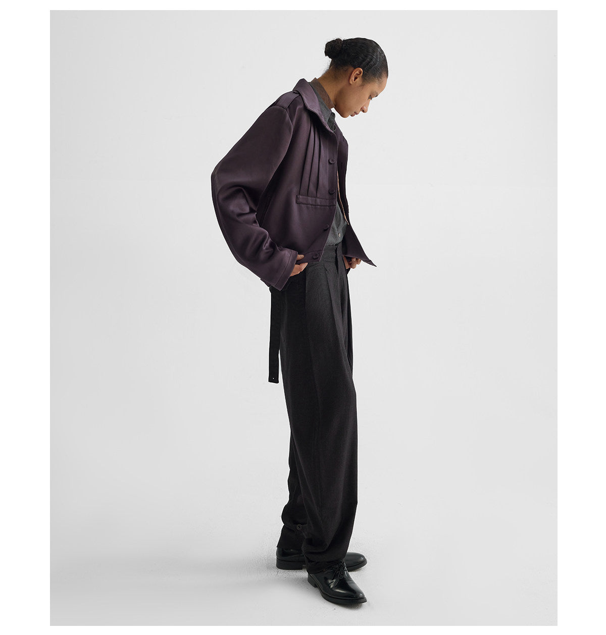 Accordion-Pleated Short Jacket