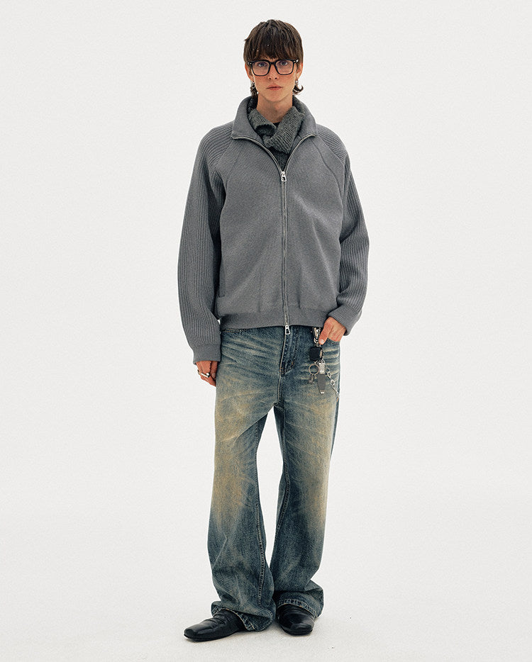 Stand Collar Knit Jacket