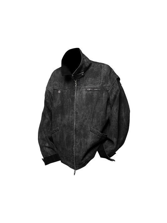 Damaged washed multi-pocket jacket