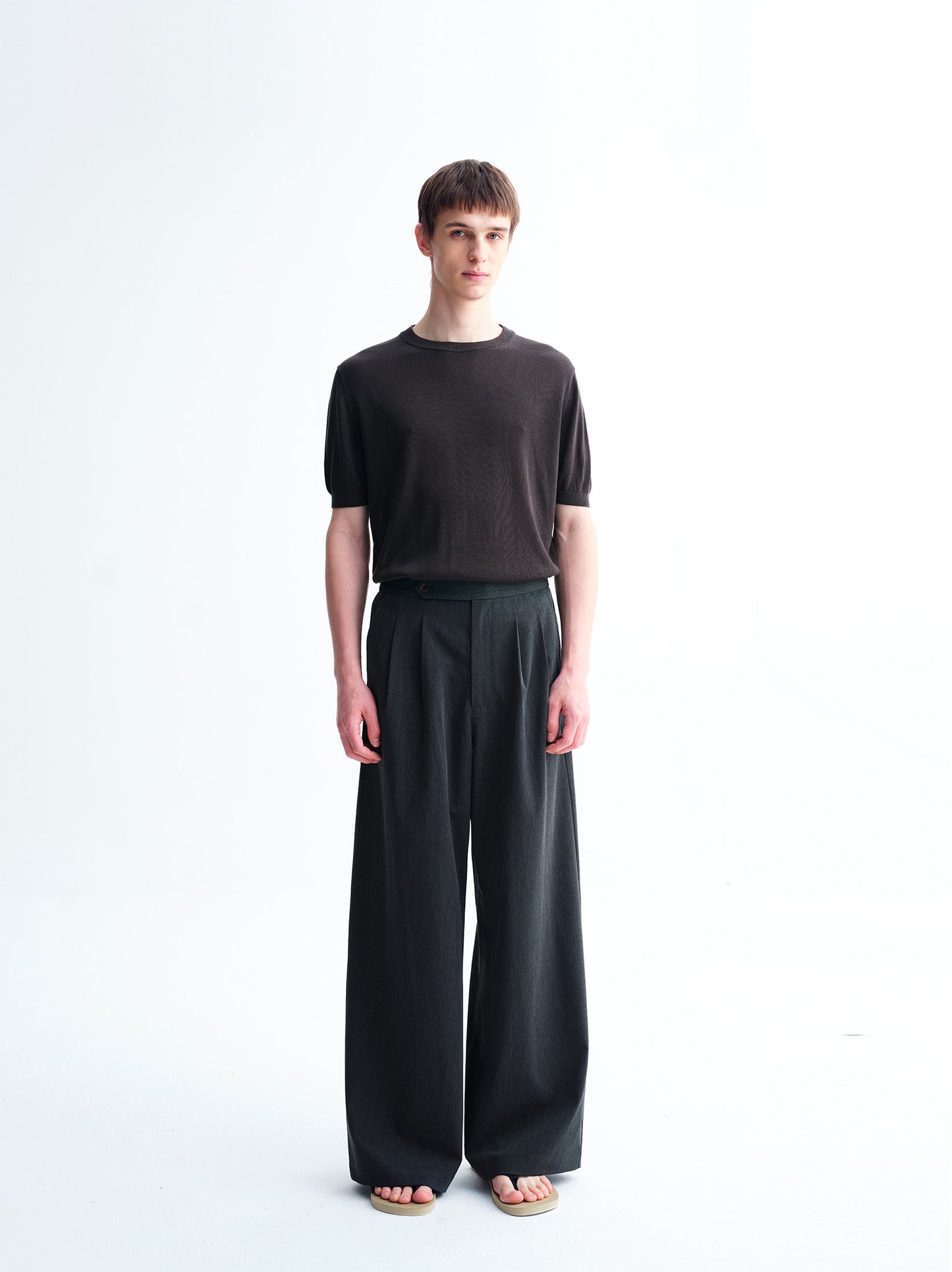 Double-Button Wide-Leg Pants