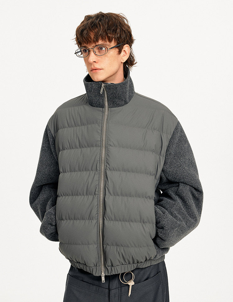 Luxury Stand Collar Patchwork Down Jacket