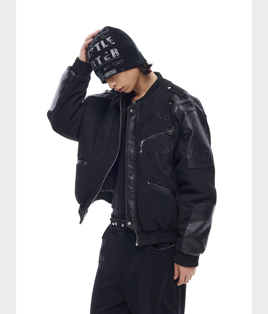 Patchwork Leather Bomber Jacket