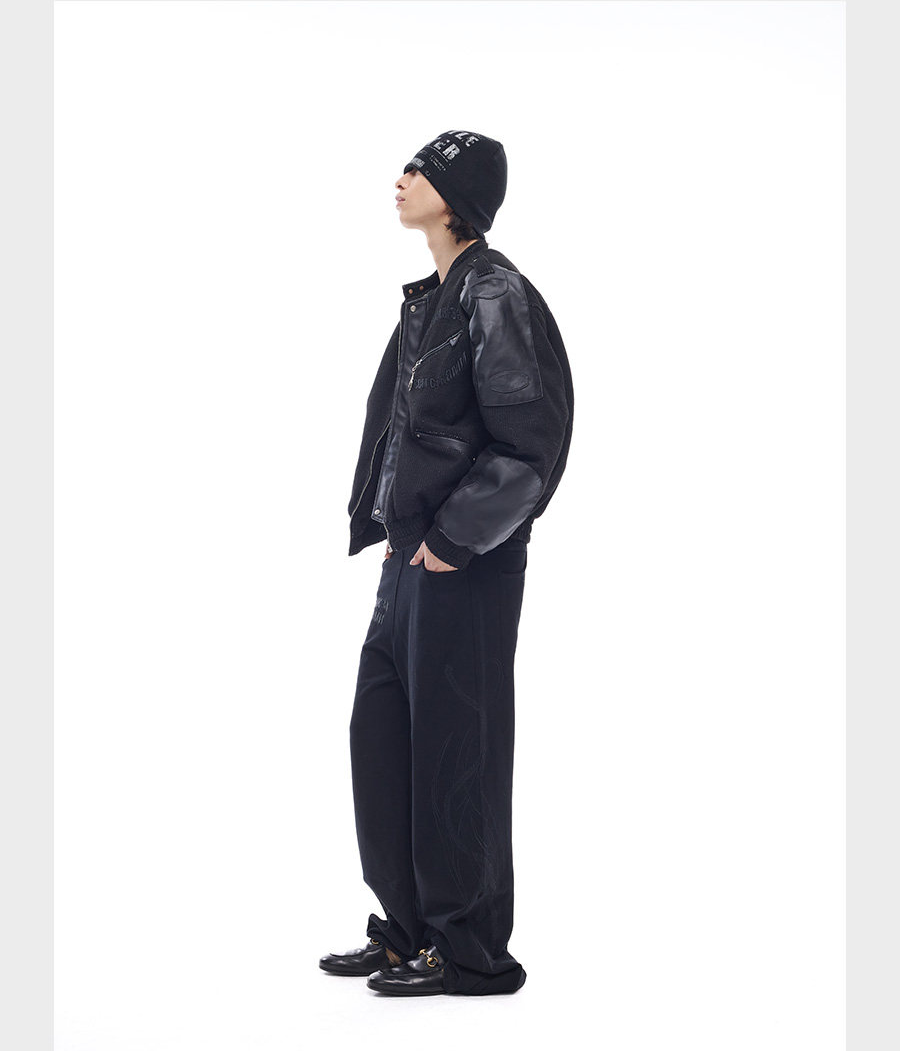 Patchwork Leather Bomber Jacket