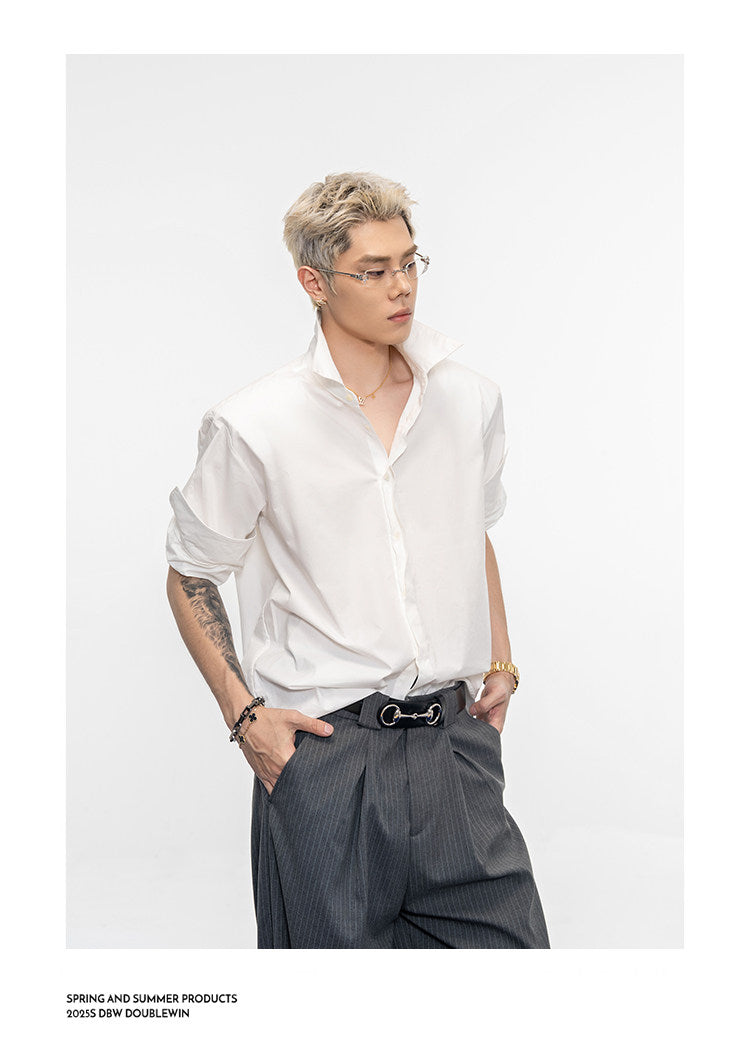 롤업 슬리브 와이드 셔츠