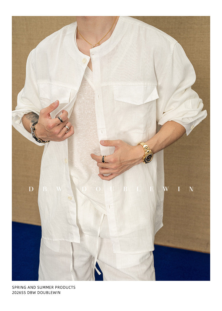 Linen-Blend Shirt Set