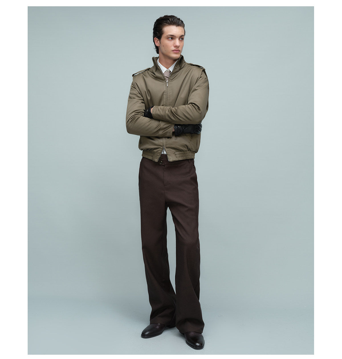 Silk-Look Faux Lapel Jacket with Epaulets