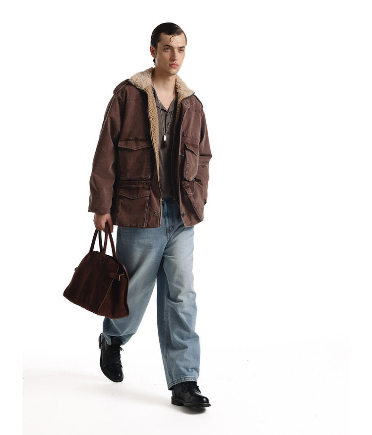 Airplane Button Multi-Pocket Jacket