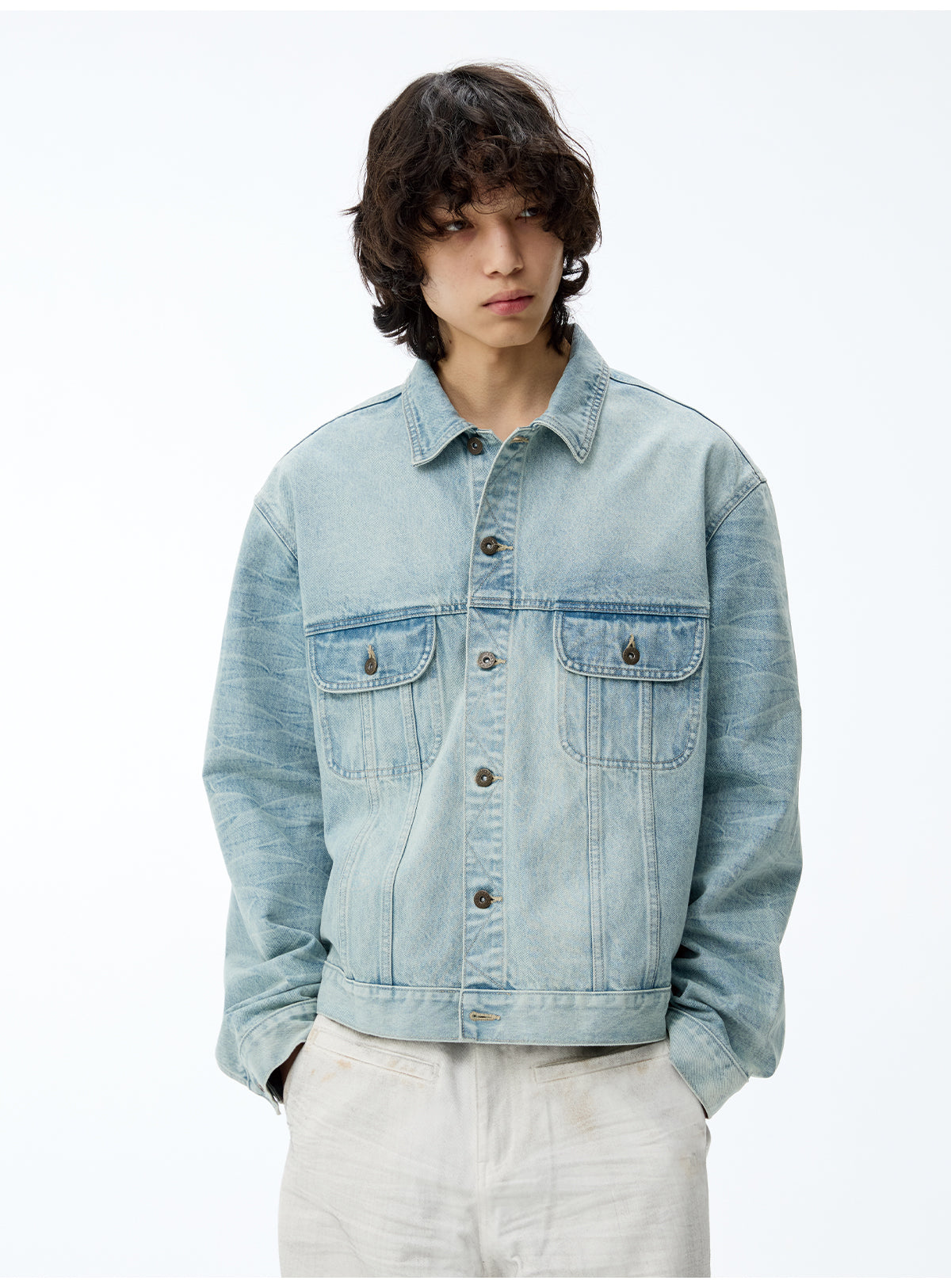 Wash-processed denim jacket