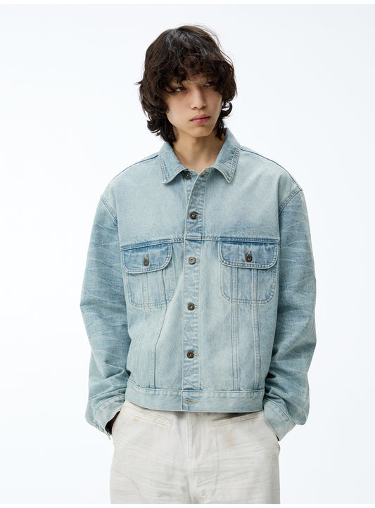 Wash-processed denim jacket
