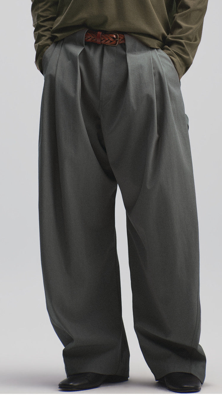 Loose-Fit Curved-Leg Casual Workwear Pants