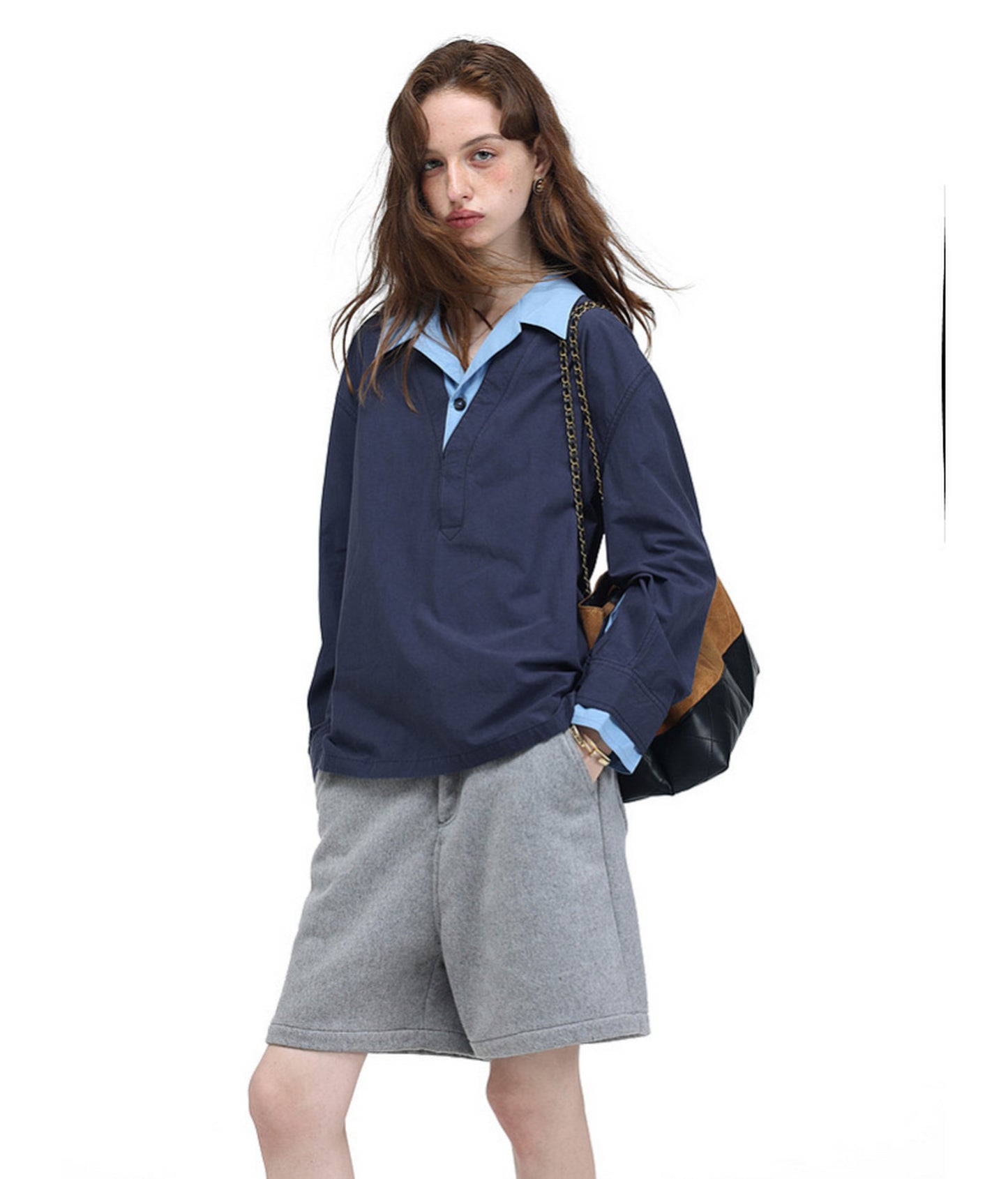 Cotton-Blend Color-Block Shirt
