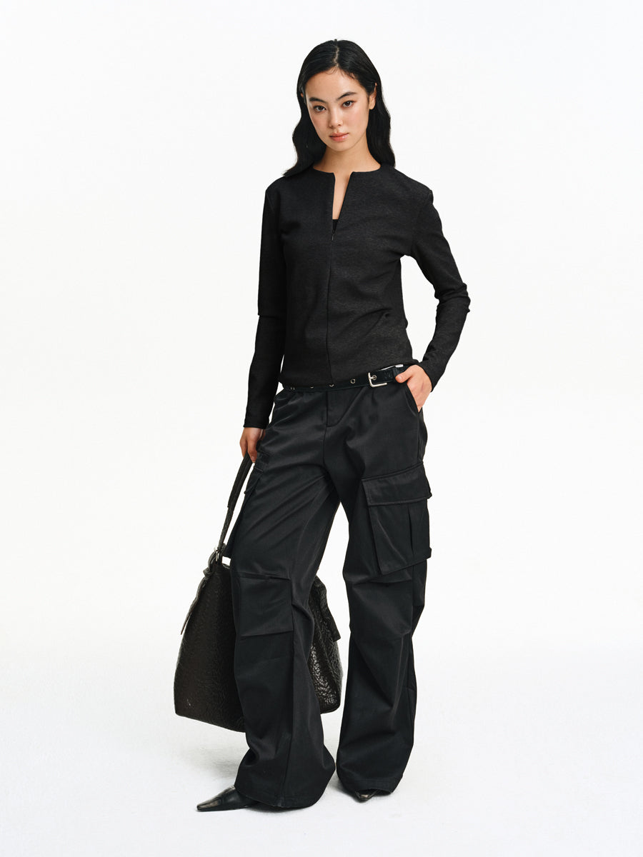 Straight Shoulder Slim Shirt