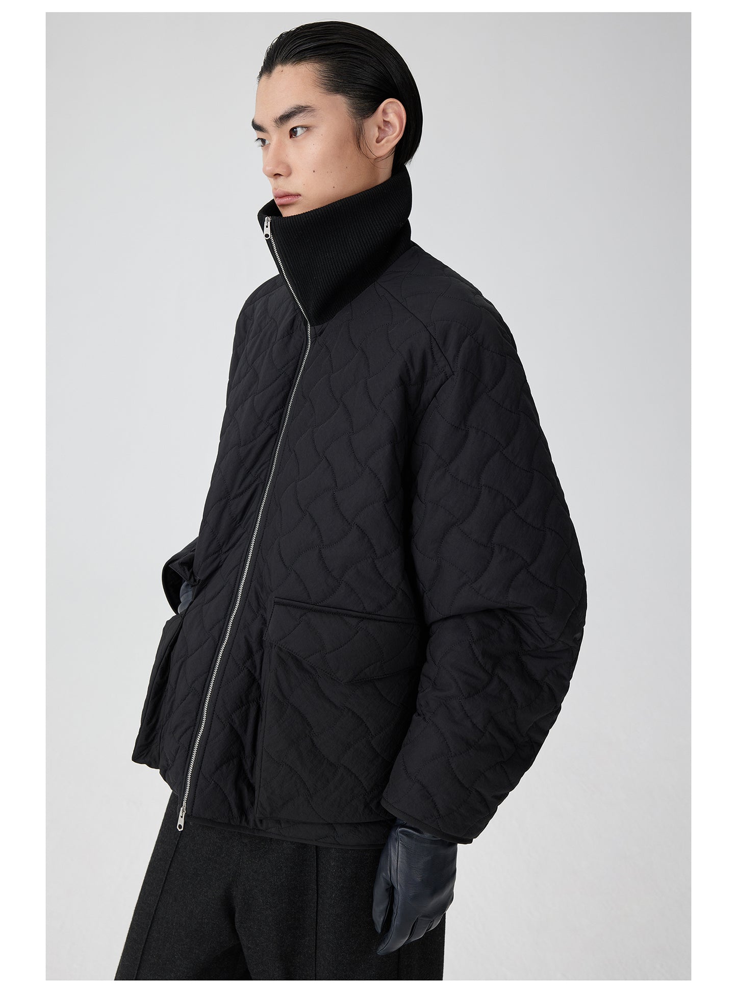 Rib Collar Quilted Jacket