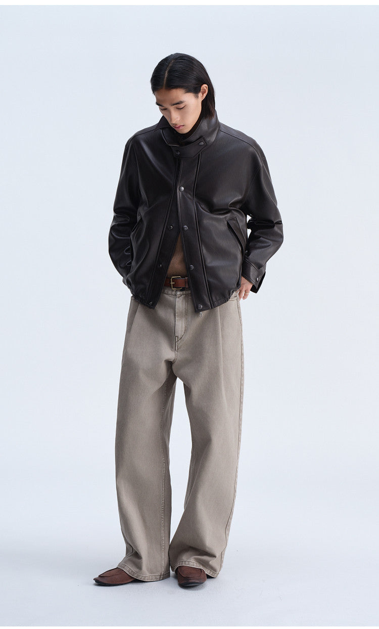 Single-Tuck Denim Pants