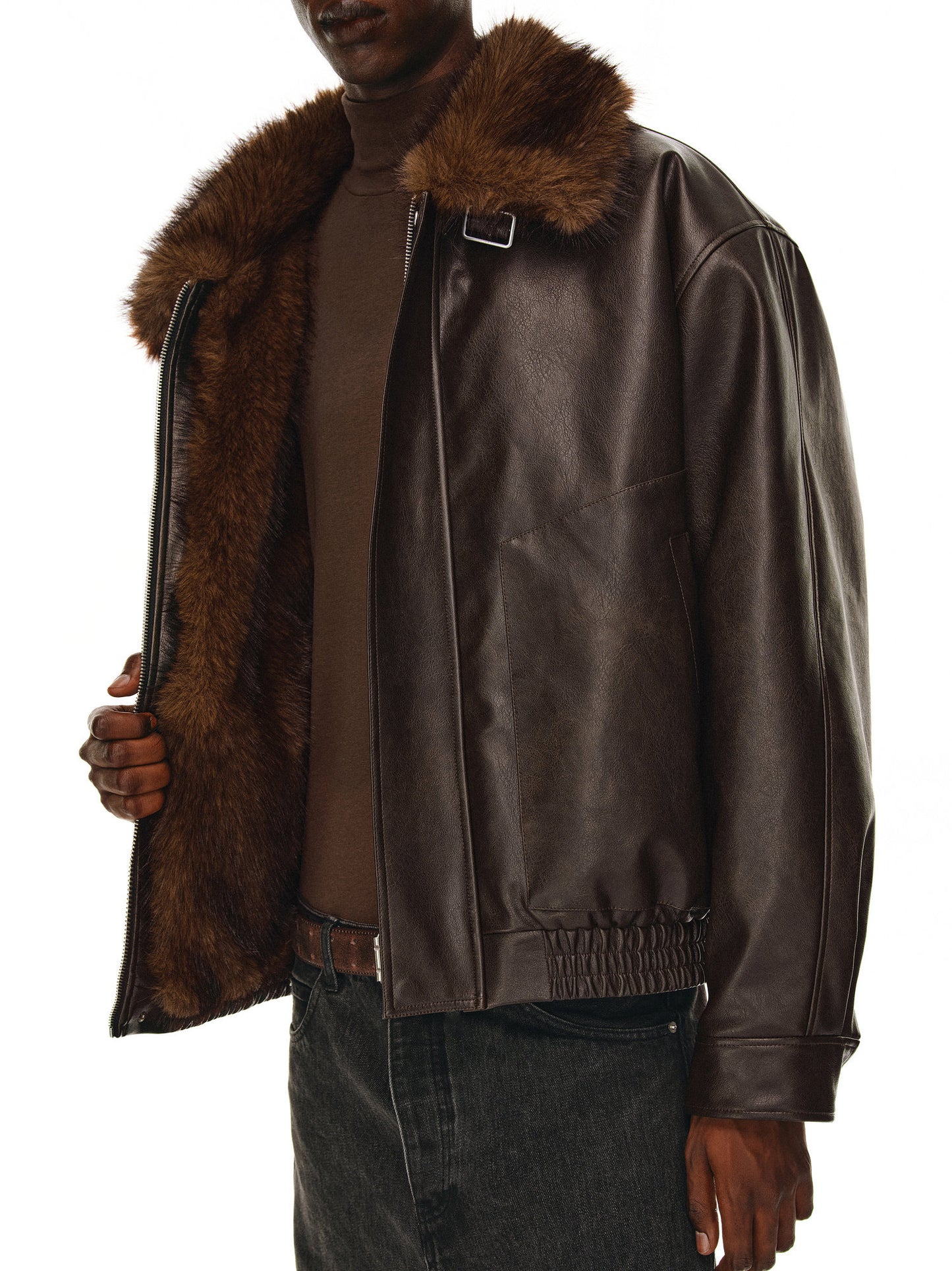 Eco-Friendly Fur Collar Jacket