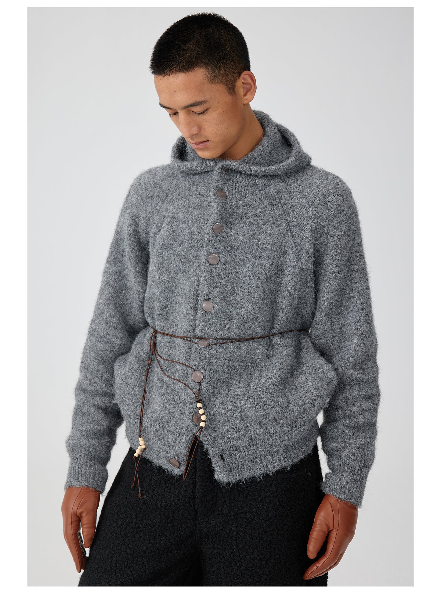 Mohair Hooded Cardigan