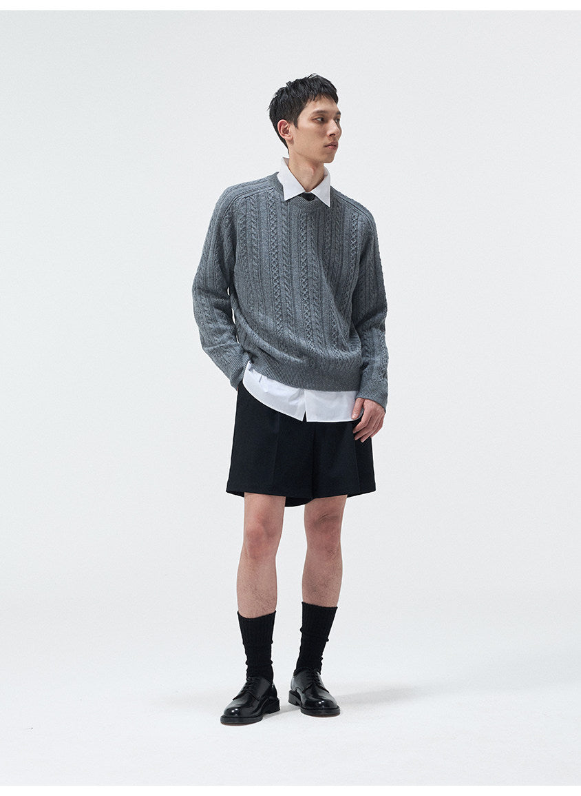 Classic Cable-Knit V-Neck Sweater