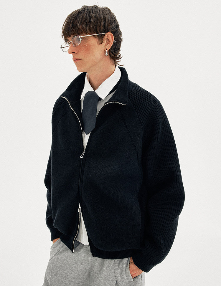 Stand Collar Knit Jacket