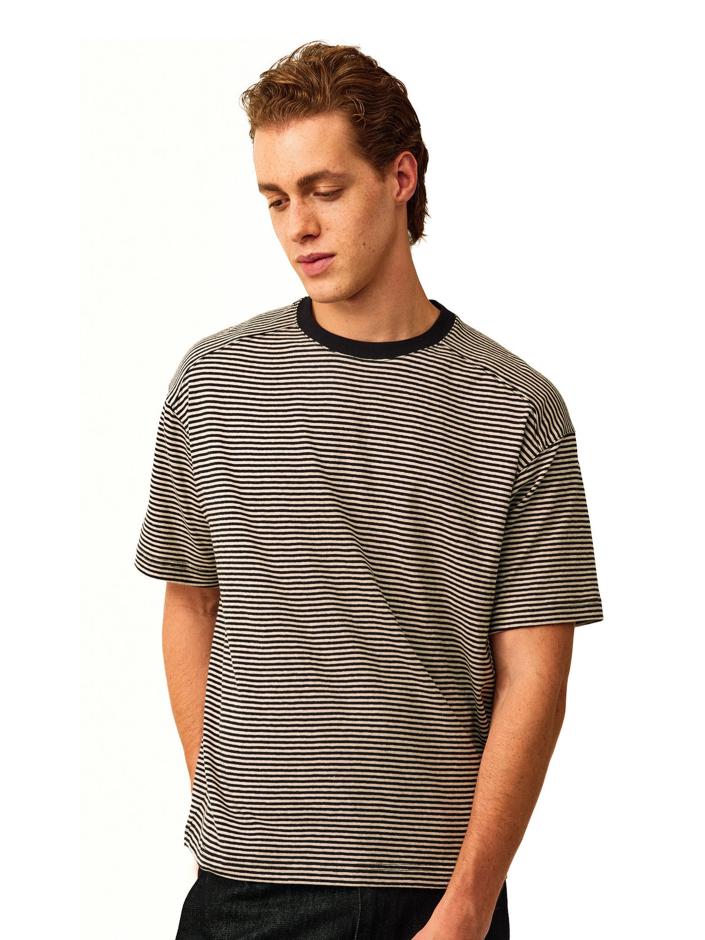 Cotton and Linen Striped T-Shirt