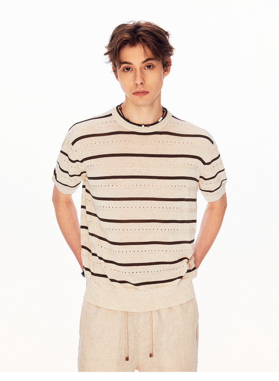 Unisex Vintage-Style Mesh-Striped Knit