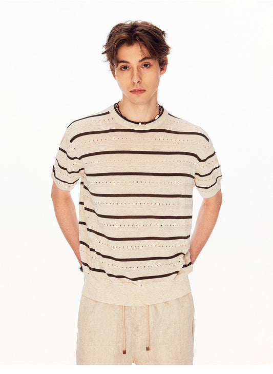 Unisex Vintage-Style Mesh-Striped Knit