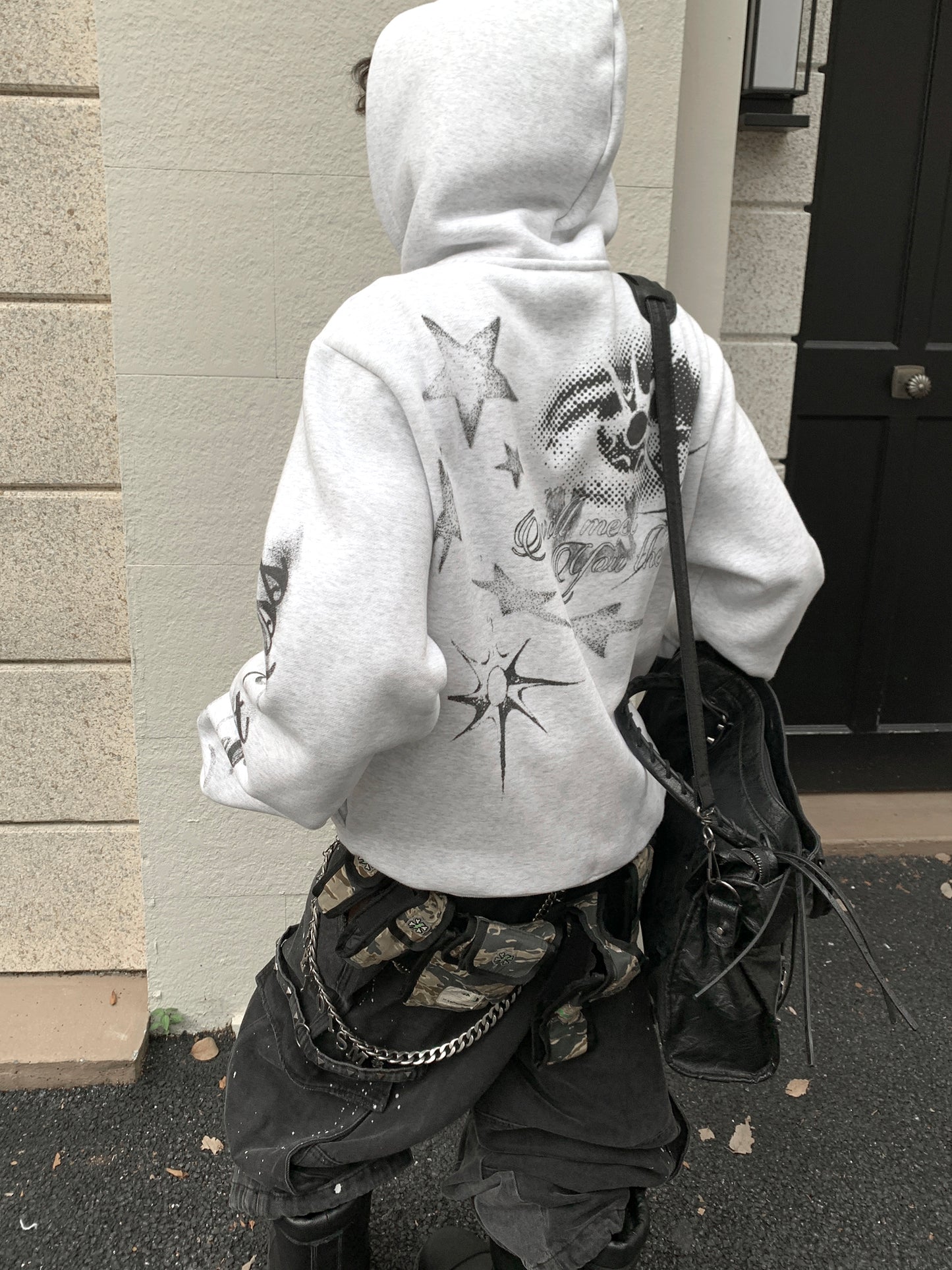 Graffiti Hooded Zipper Sweatshirt