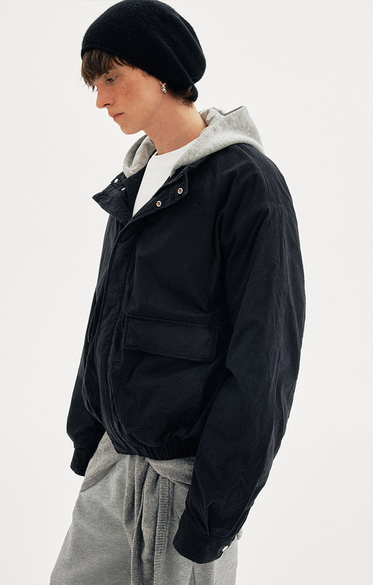 Patchwork Faux Two-Piece Thick Jacket