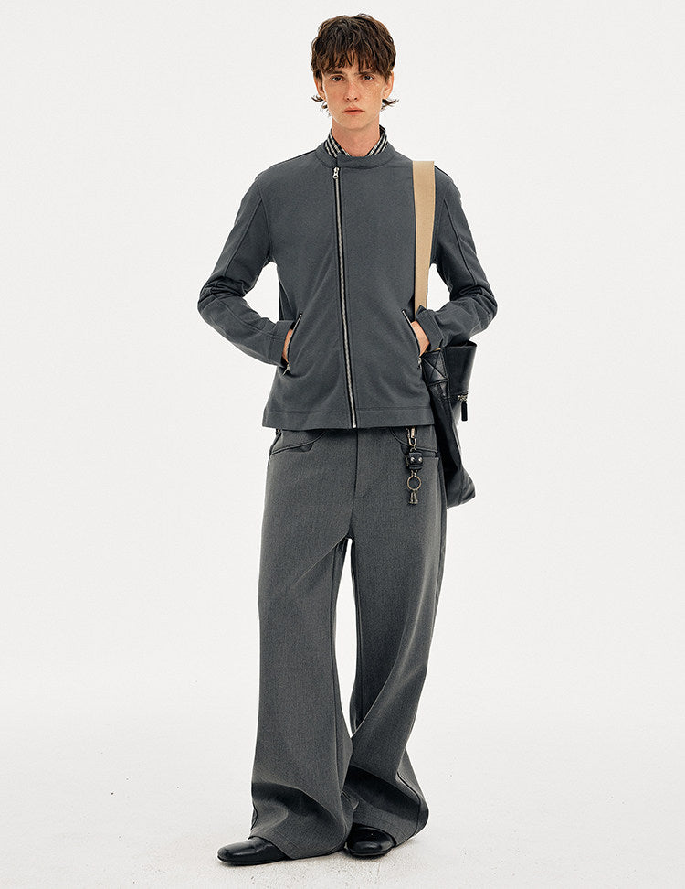 Sweatshirt with Diagonal Zipper Design