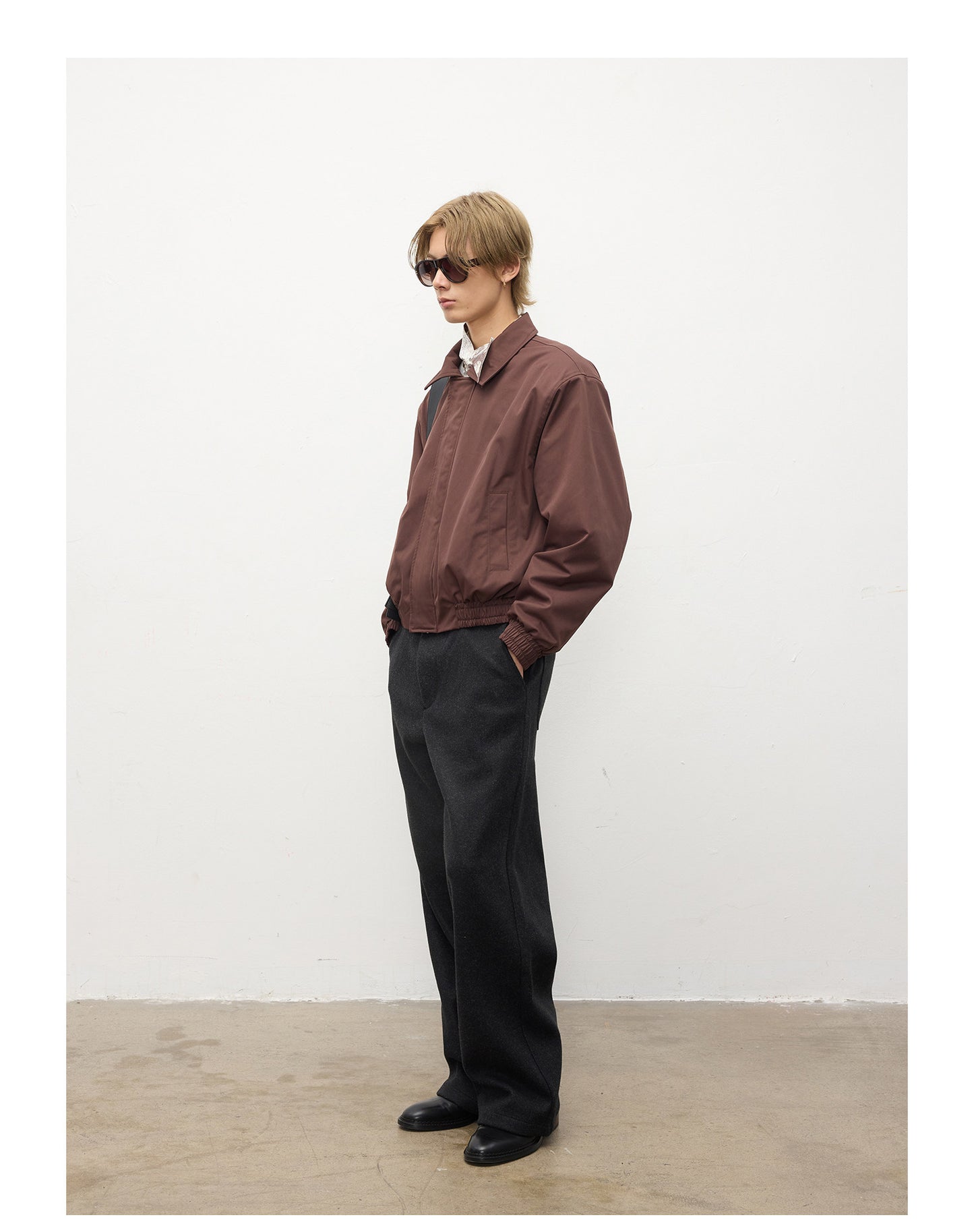 Diagonal Placket Casual Pants