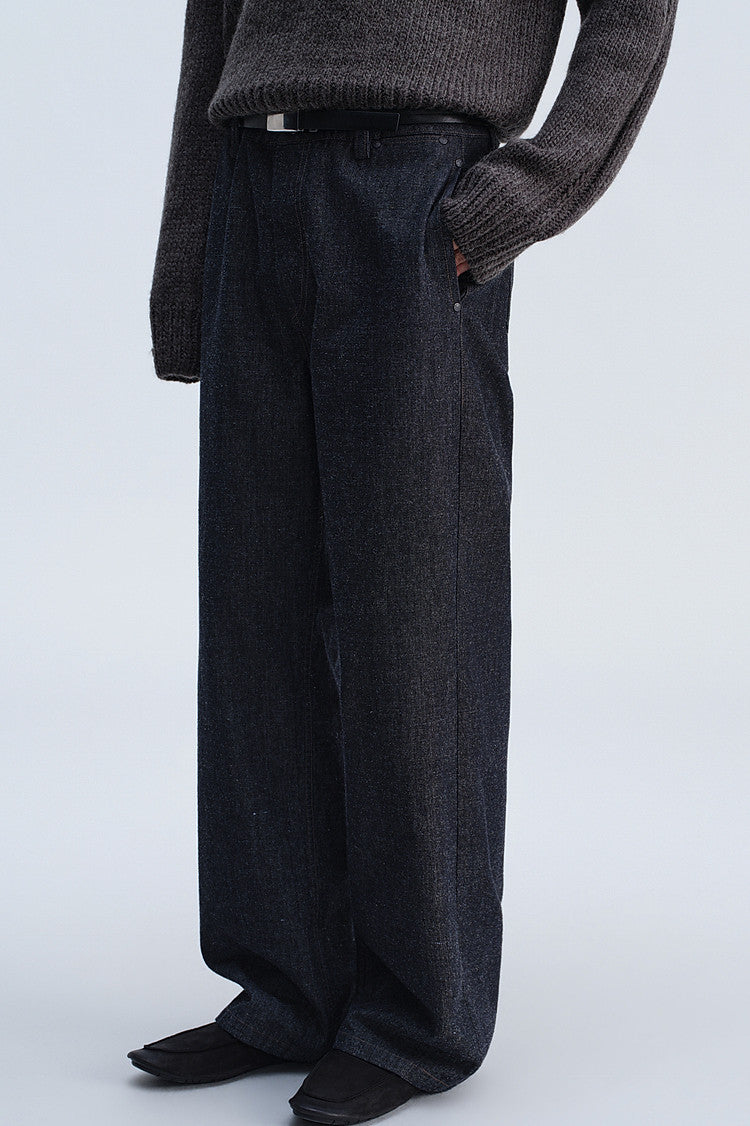 Loose-Fit Straight-Leg Casual Denim Pants